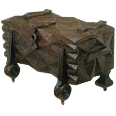 Large Heavily Carved Spanish Style Trunk on Legs