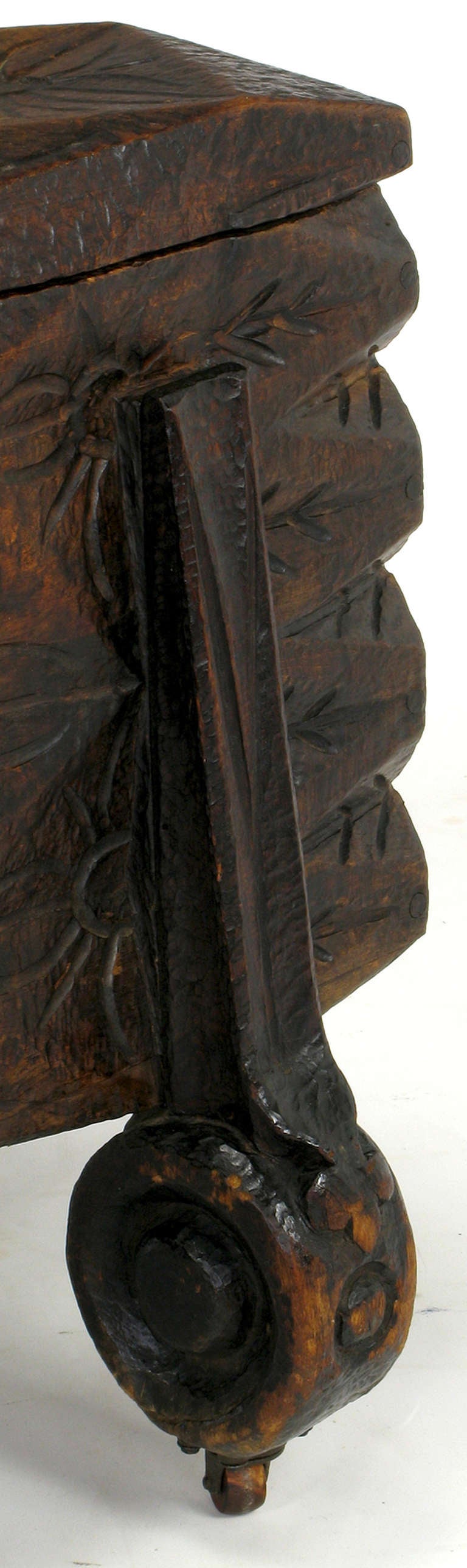 Large Heavily Carved Spanish Style Trunk on Legs 2