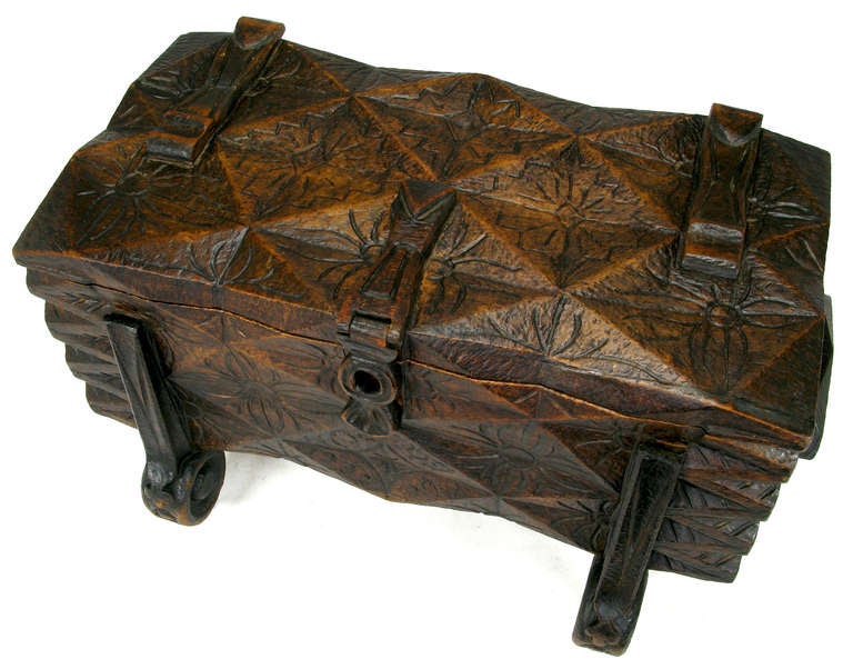 Large Heavily Carved Spanish Style Trunk on Legs In Good Condition In Chicago, IL