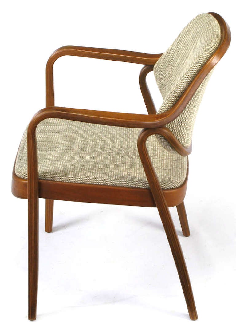 Pair of Don Pettit for Knoll Bent Mahogany Wood Armchairs, circa 1978 In Good Condition In Chicago, IL