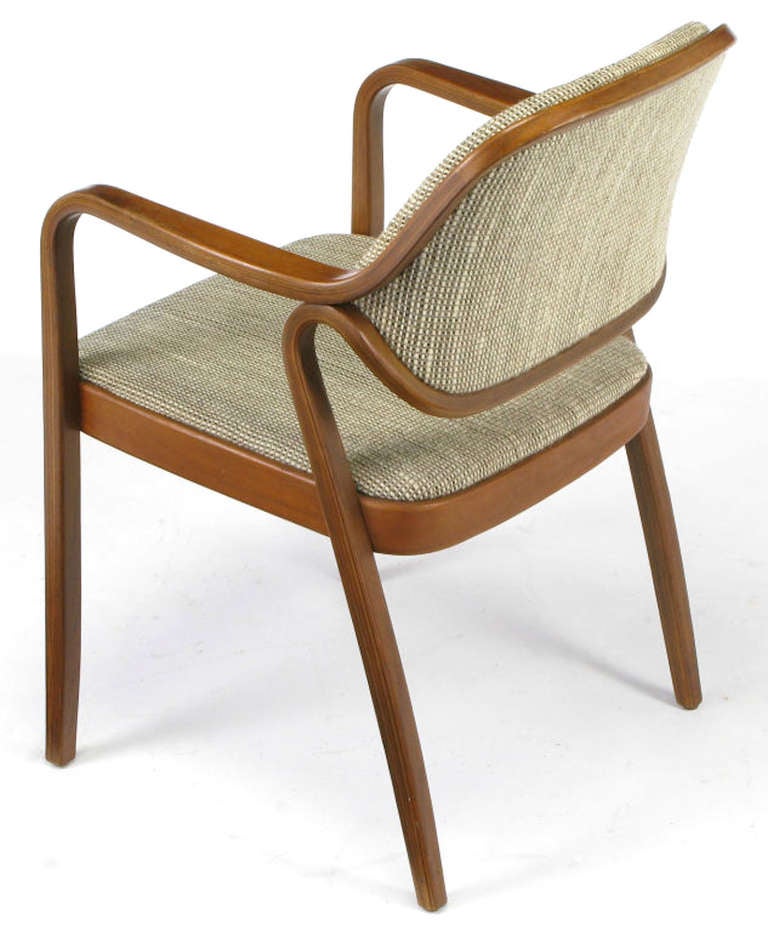 Late 20th Century Pair of Don Pettit for Knoll Bent Mahogany Wood Armchairs, circa 1978