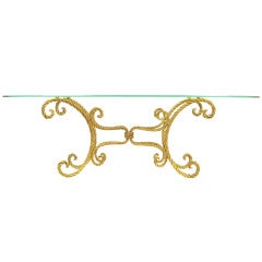 Oval Italian Gilt Braided Metal Rope Coffee Table