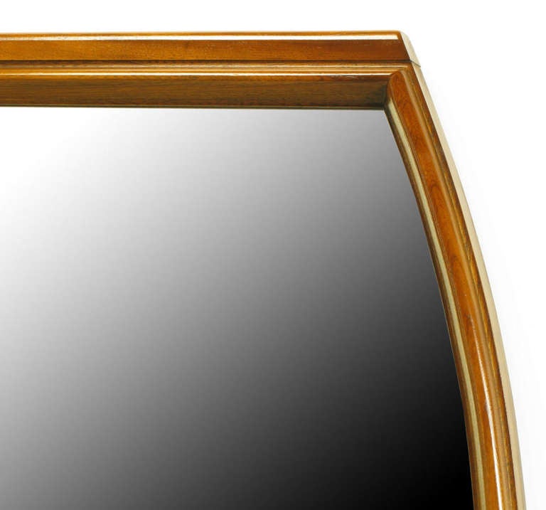 Mid-20th Century Modern Walnut Double Barrel Mirror For Sale