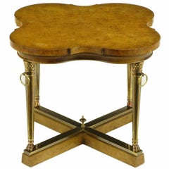 Mastercraft Empire Style Bronze and Burl Quatrefoil End Table