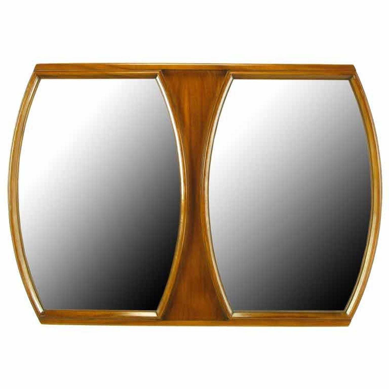 Modern Walnut Double Barrel Mirror For Sale