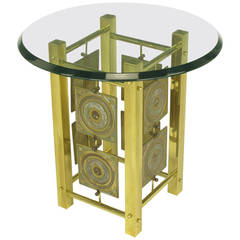 Postmodern Enameled Brass Panel Studio Side Table 6