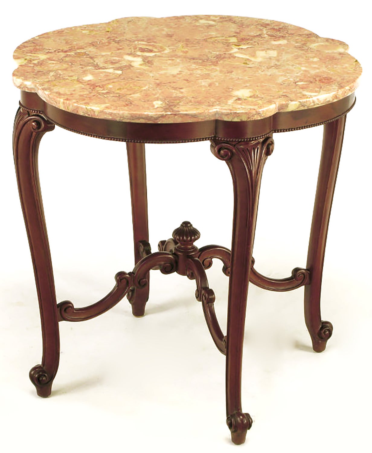 American Rococo Mahogany and Rouge Marble Centre Table For Sale