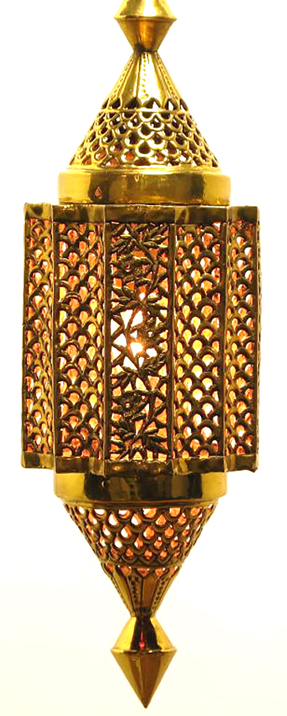 Lampada a sospensione in ottone reticolato in stile marocchino In condizioni ottime in vendita a Chicago, IL