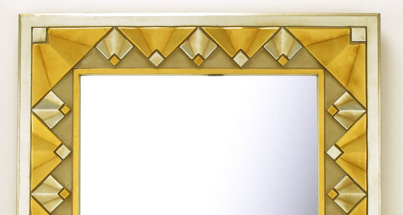 American Deco Revival Mirror in Gold and Silver Leaf Finish