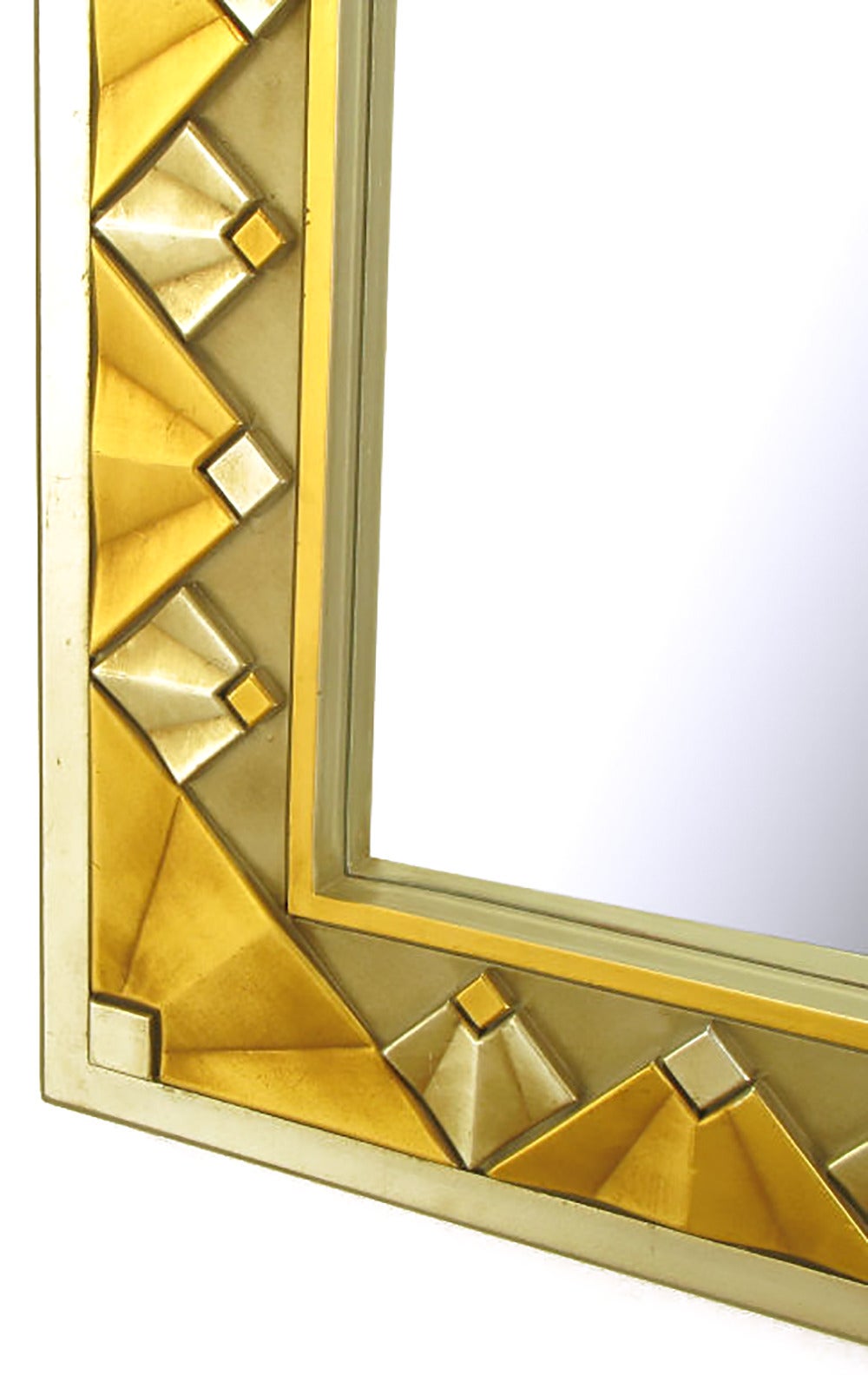 Gilt Deco Revival Mirror in Gold and Silver Leaf Finish