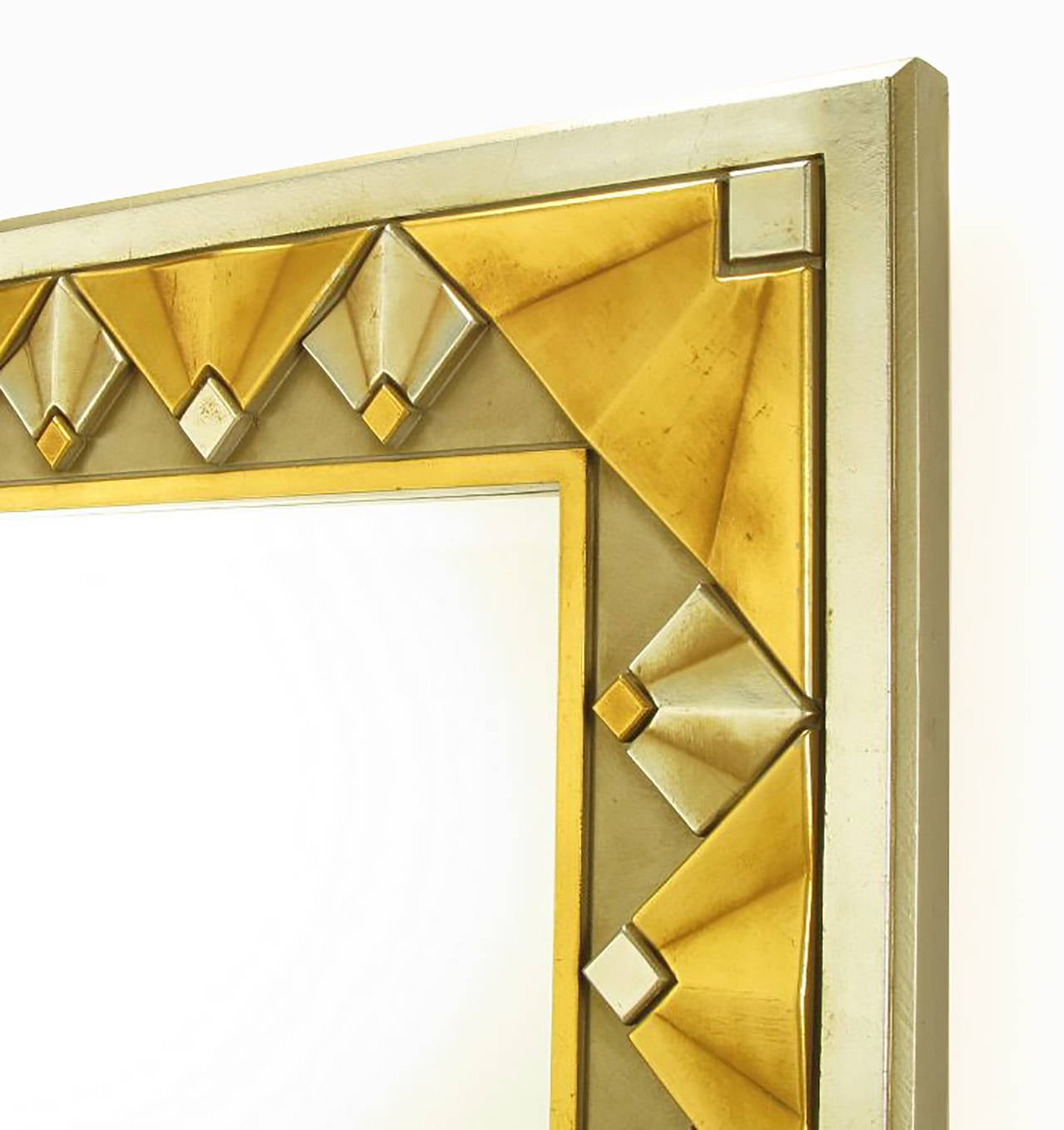 Deco Revival Mirror in Gold and Silver Leaf Finish In Excellent Condition In Chicago, IL
