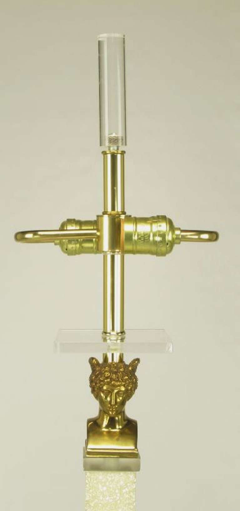20th Century Empire Revival Floor Lamp In Lucite & Brass By Bauer Lamp