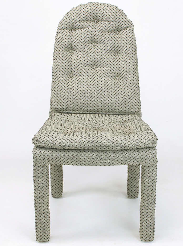 American Six Fully Upholstered Arch Back Dining Chairs Attributed to Milo Baughman For Sale
