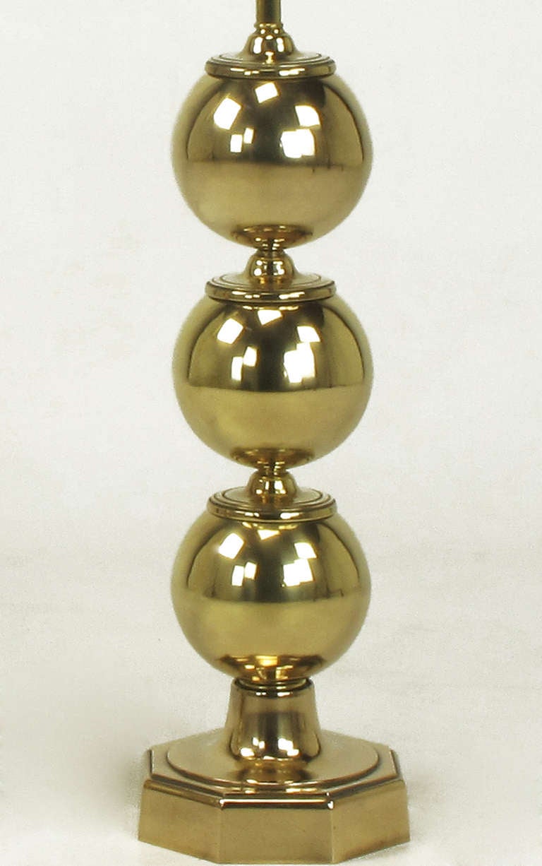 Pair of Stacked Brass Ball Table Lamps at 1stDibs brass ball lamp