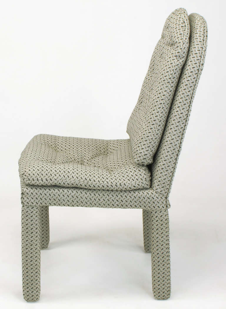 20th Century Six Fully Upholstered Arch Back Dining Chairs Attributed to Milo Baughman For Sale