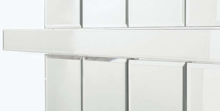 Ello Mirrored Tall Cabinet with Cantilever Shelf In Excellent Condition In Chicago, IL
