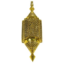 Vintage Moroccan Style Reticulated Brass Pendant Light