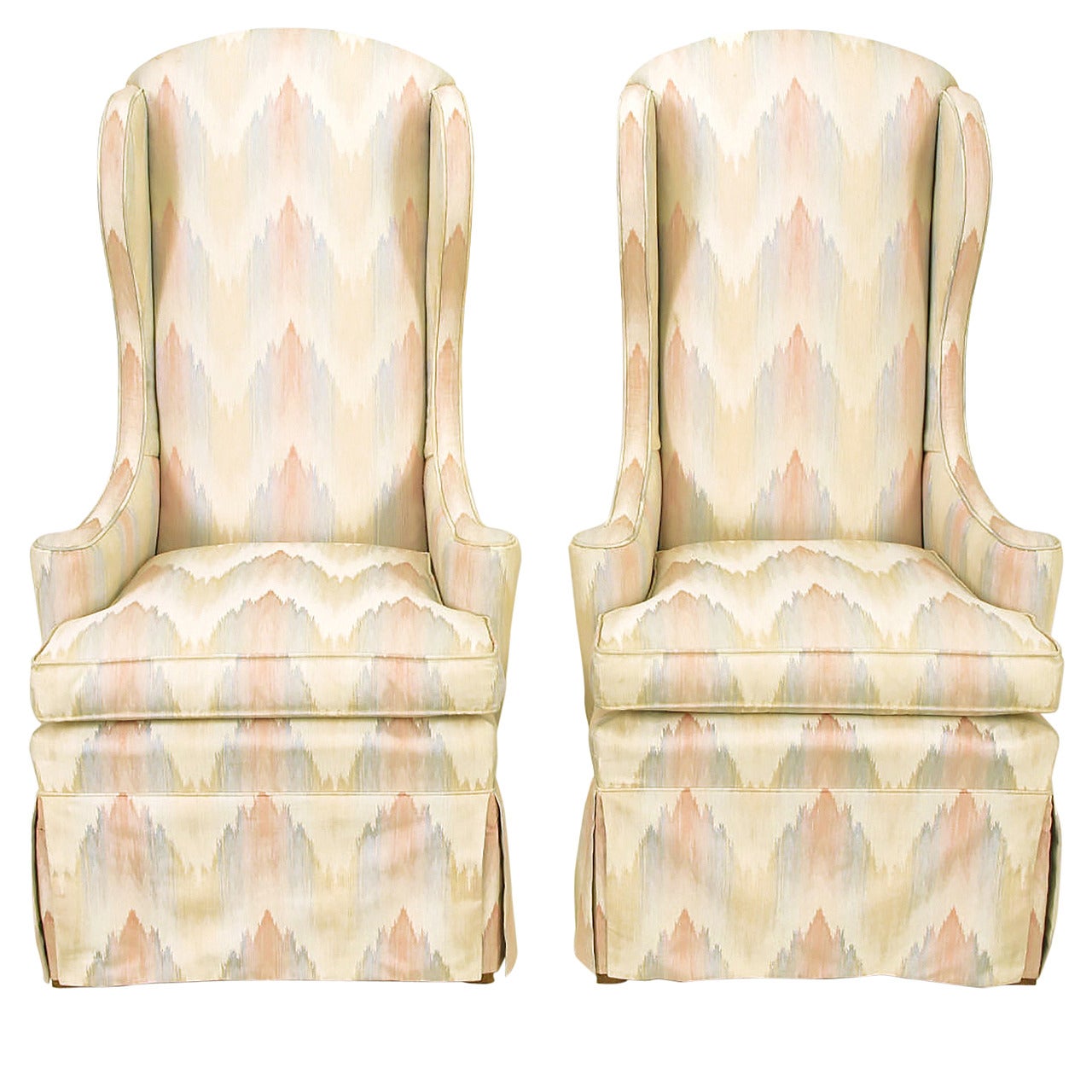Pair of Petite Skirted Wing Chairs