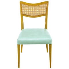 Harvey Probber Tiffany Blue Leather and Mahogany Side Chair 11