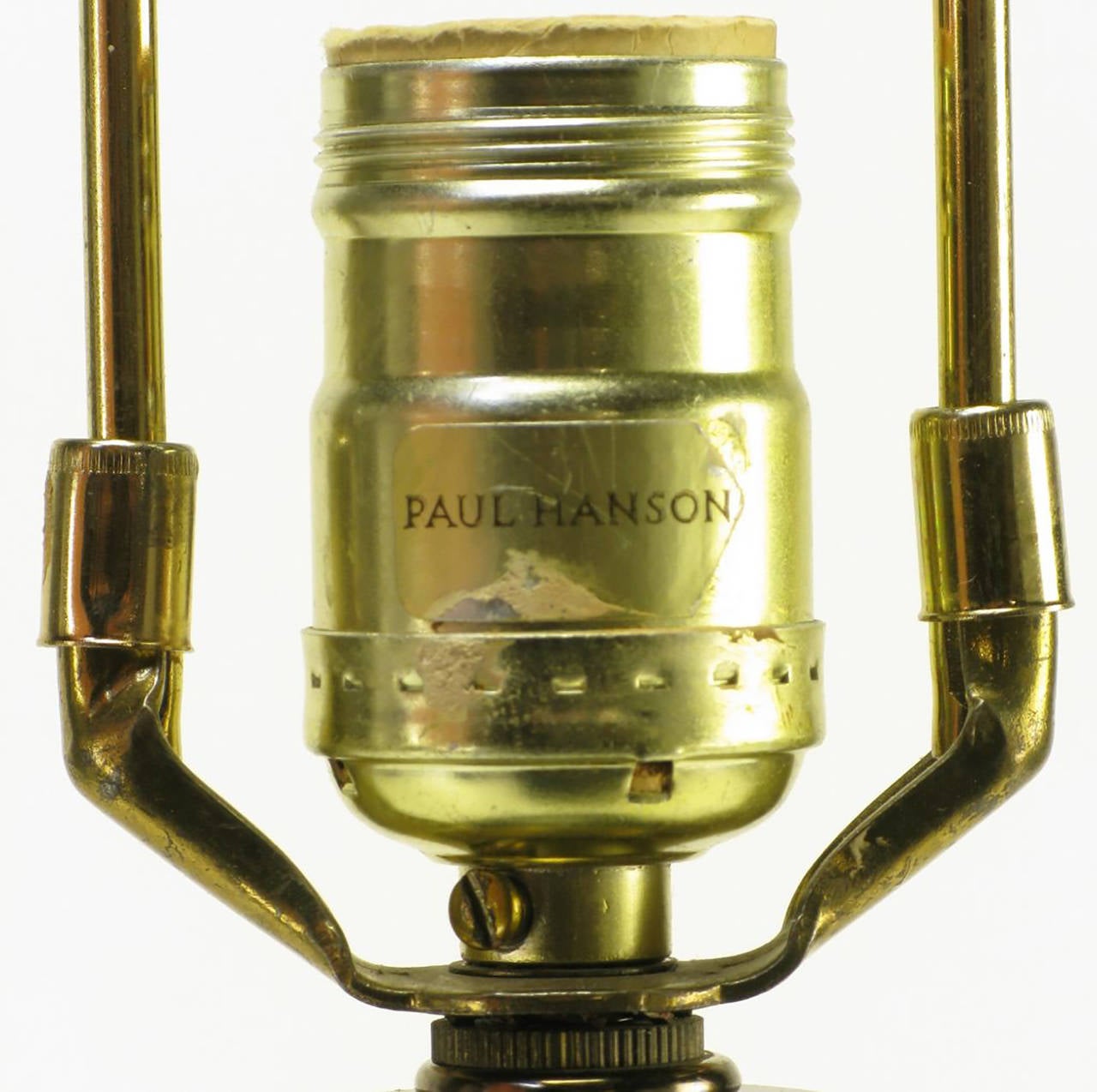 Paul Hanson Saffron Yellow Transferware Butterfly Table Lamp In Good Condition In Chicago, IL