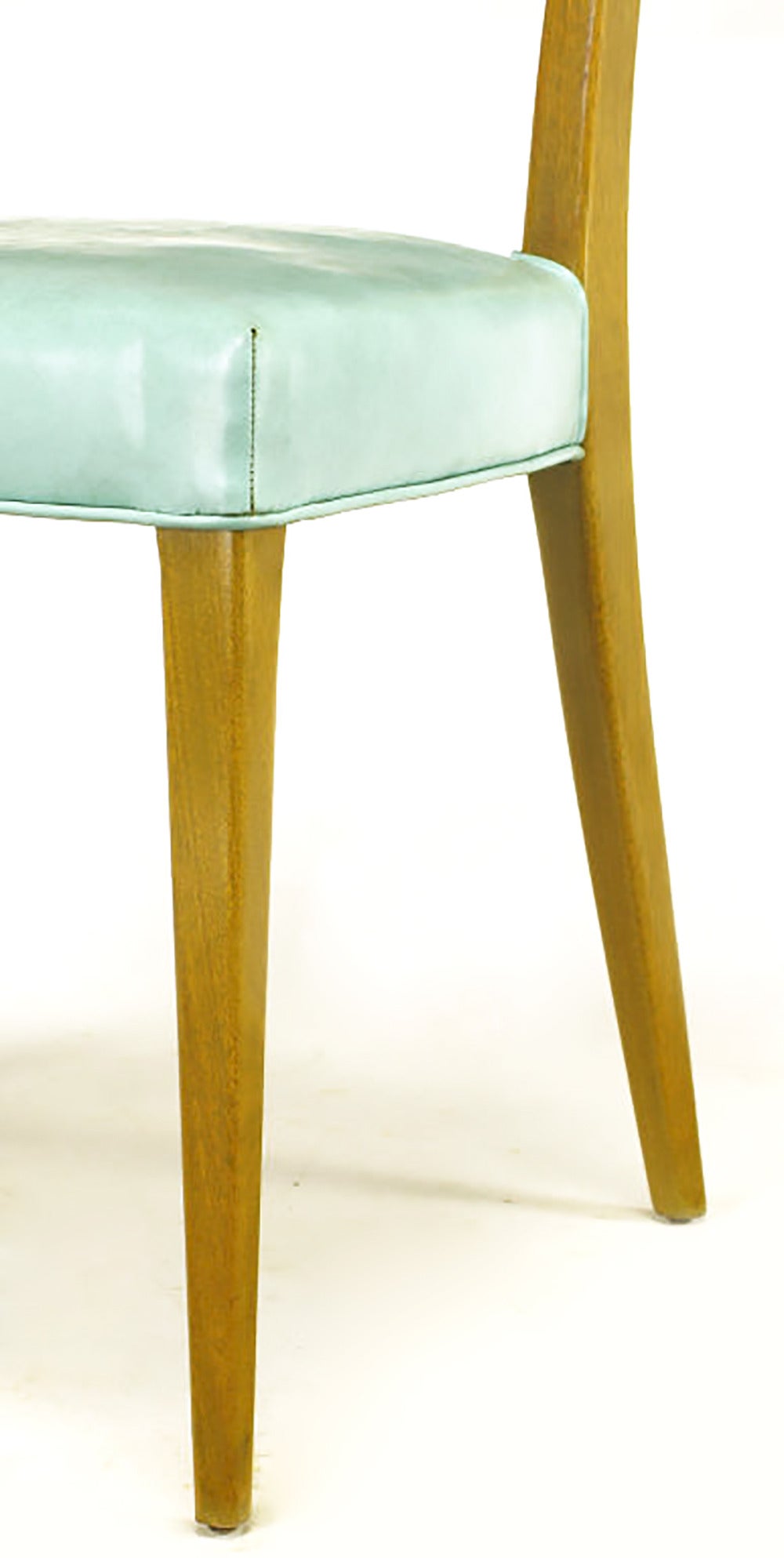 Bleached Harvey Probber Tiffany Blue Leather and Mahogany Side Chair For Sale