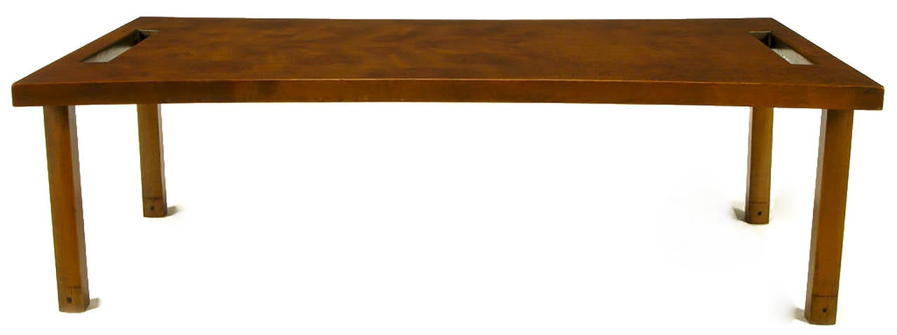 Harold Schwartz for Romweber Burled Walnut Parabolic Coffee Table In Good Condition For Sale In Chicago, IL