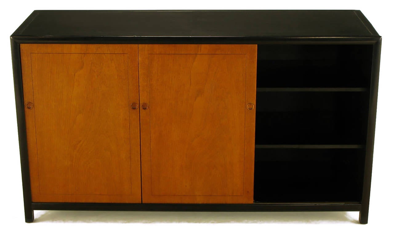 Ebonized Michael Taylor for Baker New World Mahogany Cabinet For Sale