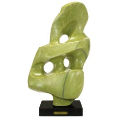 Used Hans Martin Schleeh (1928 - 2001) 31" Abstract Green Marble Sculpture