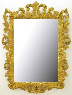 Italian Gilt Plume-Form Hand-Carved Mirror