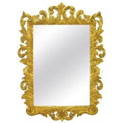 Italian Gilt Plume-Form Hand Carved Mirror 1