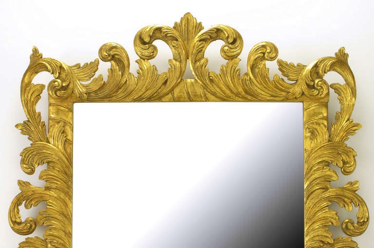 Mid-20th Century Italian Gilt Plume-Form Hand-Carved Mirror
