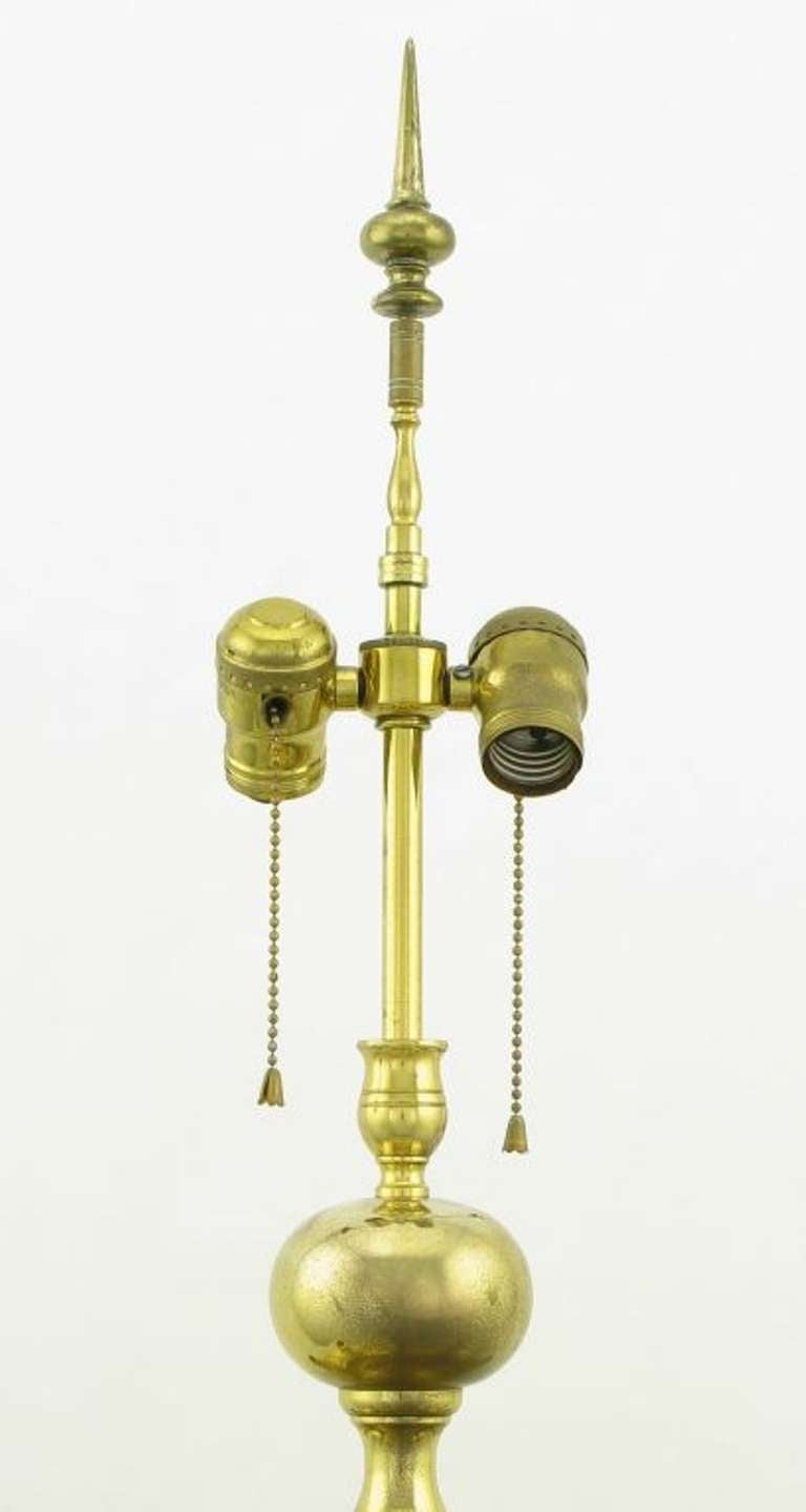 American Pair of Heavy Brass Regency Table Lamps with Candelabra For Sale