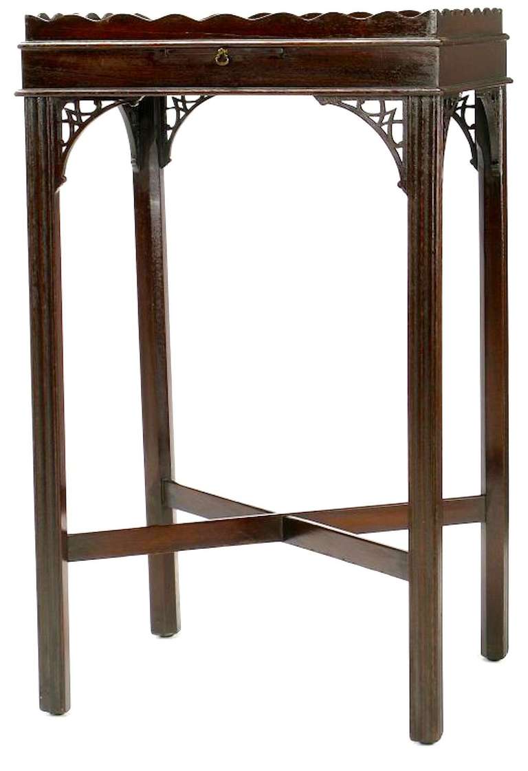 galleried top end table vintage tray pull galleried top end table vintage tray pull