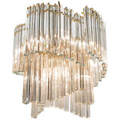 Exceptional Venini Spiral Chandelier With 12" Long Crystals