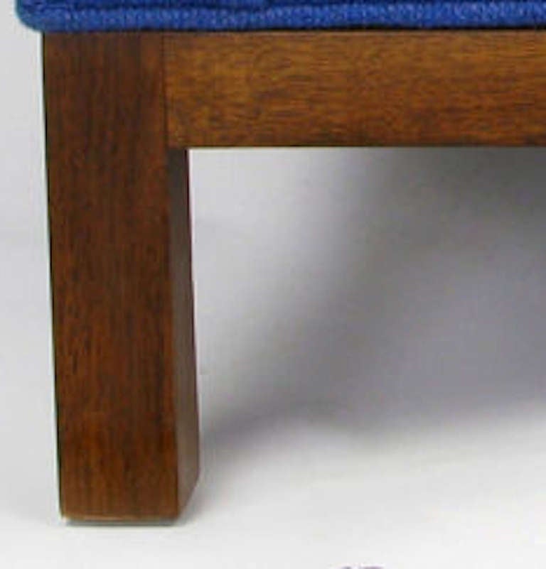 Dunbar Cube Club Chair in Original Blue Wool and Walnut 1