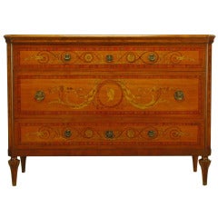 Mahogany Commode With Trompe L'oeil Neoclassical Marquetry