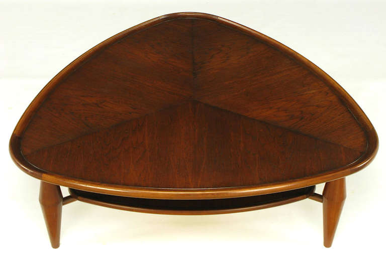 American John Widdicomb Two-Tier Parabolic Triangle Coffee Table