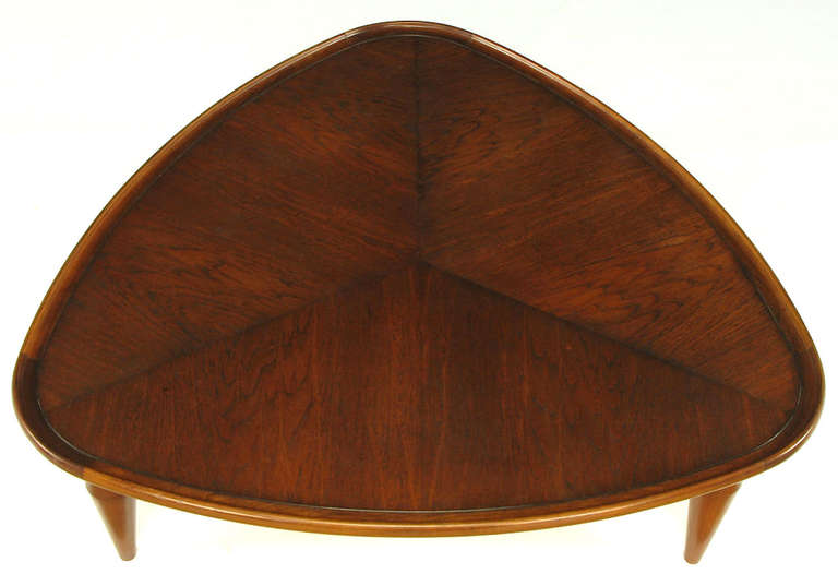 John Widdicomb Two-Tier Parabolic Triangle Coffee Table In Good Condition In Chicago, IL
