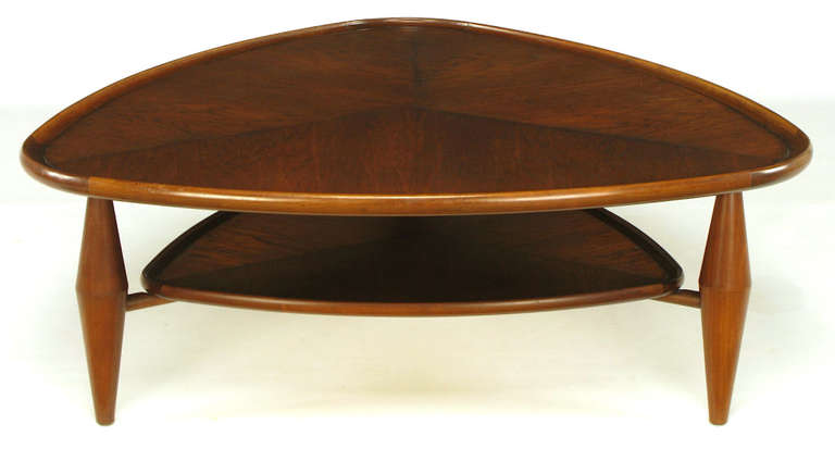 Mid-20th Century John Widdicomb Two-Tier Parabolic Triangle Coffee Table