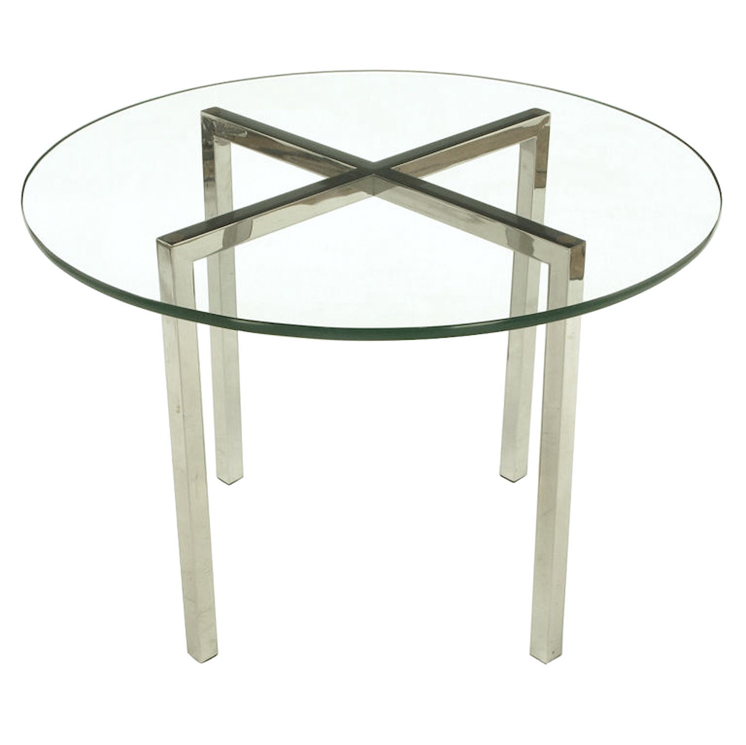 Round Chrome X-Base and Glass Dining Table