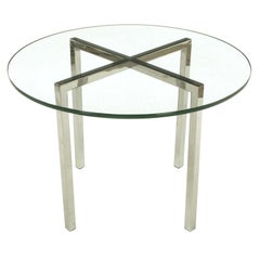 Round Chrome X-Base and Glass Dining Table