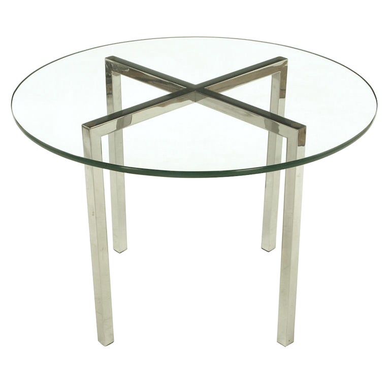 Round Chrome X Base And Glass Dining, Chrome Dining Room Table Base