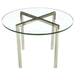 Round Chrome X-Base and Glass Dining Table 2