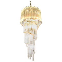 Elegante lampadario di cristallo Venini a spirale