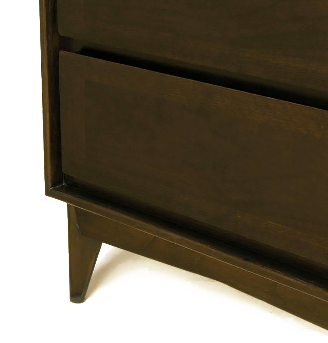 Pair of Red Lion Sleek 1950s Dark Walnut Nightstands 2