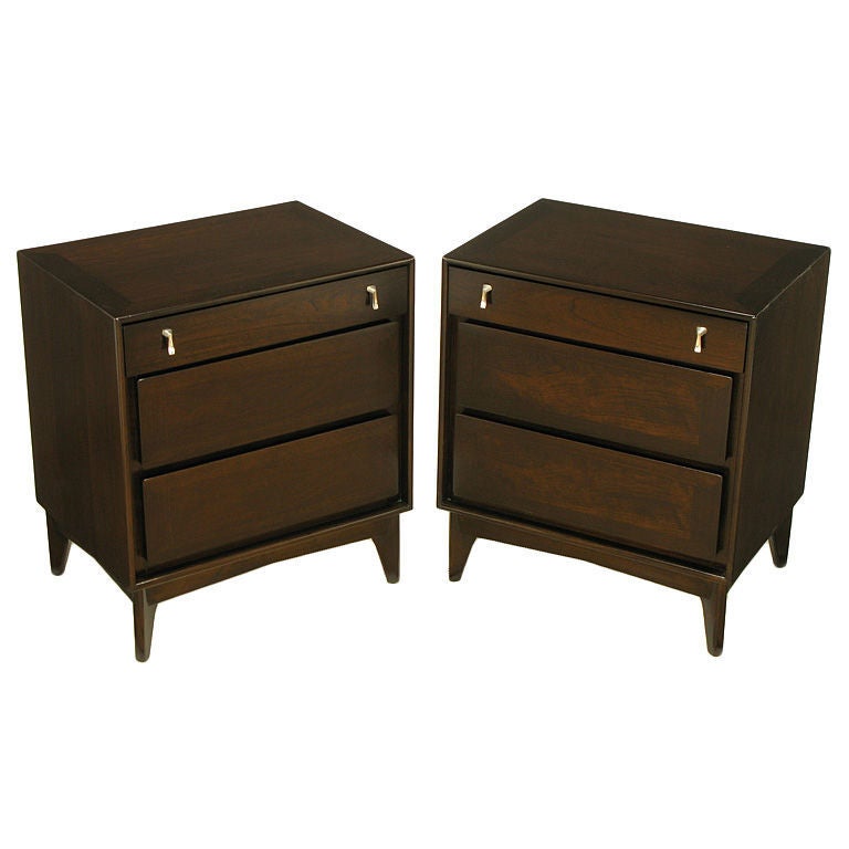 Pair of Red Lion Sleek 1950s Dark Walnut Nightstands 4