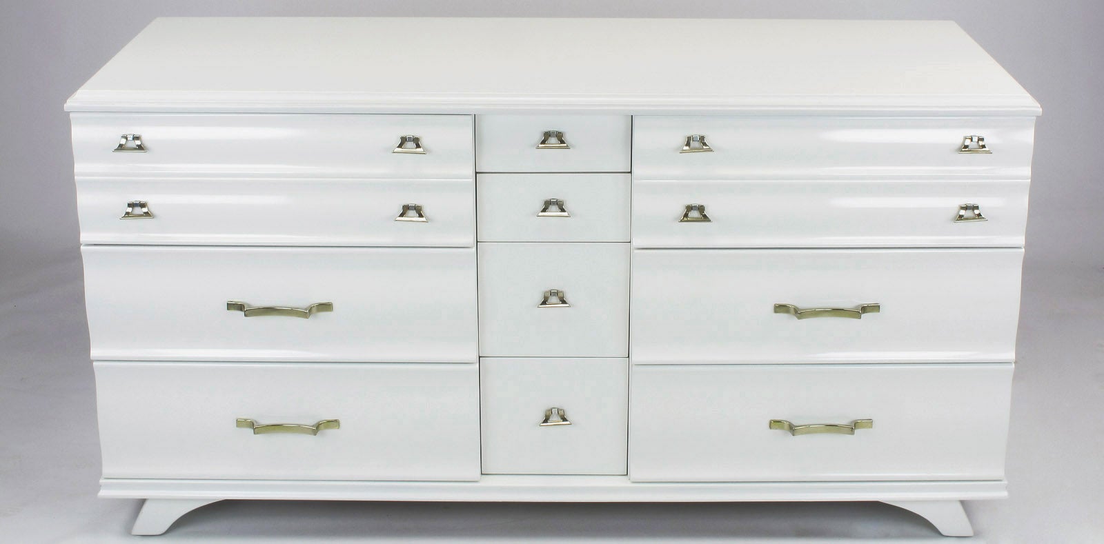 White Lacquer Fluted Front Dresser by Kling Furniture For Sale