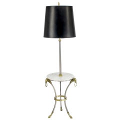 Nickel & Brass Rams Head & Hooved Floor Lamp With Carrera Marble Table Top 2