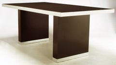 Tavolo da pranzo Pierre Cardin cromo e marrone cioccolato scuro