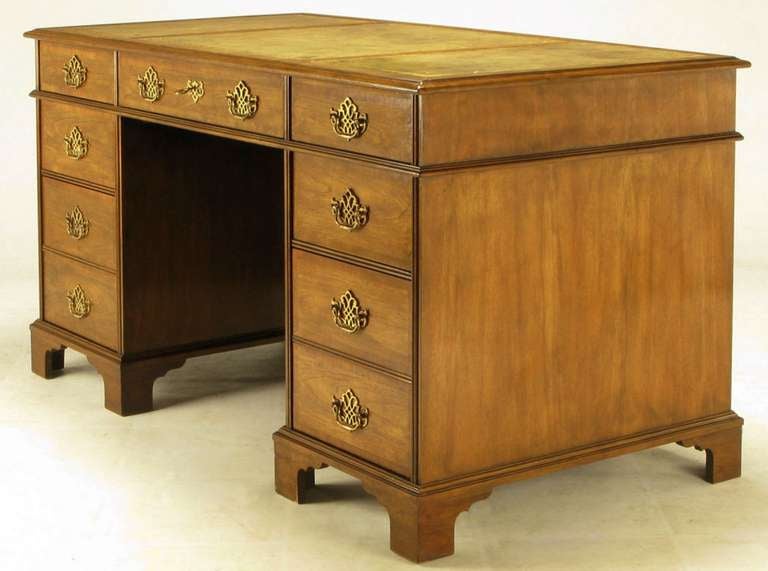 American Baker Collector's Edition Walnut & Tooled Leather Desk